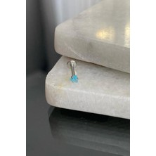 Jaida Moda Unisex Gümüş Cerrahi Çelik Üçgen Turkuaz Taşlı Tragus Labret Helix Piercing