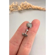 Jaida Moda Unisex Gri Gotik Örümcek Ağı Figür Çelik Helix Kıkırdak Lobe Piercing