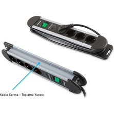 SHC4200 S-Link Swapp SPGKS03, 3 Soket, Akım Korumalı Priz, 1.5mt Kablo, 900 Joule (Gri) Bakır