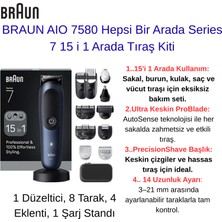 Braun Aıo 7580 Hepsi Bir Arada Series 7 15 I 1 Arada Tıraş Kiti  + Gillette Fusion 5 Proglide 4'lü Yedek Tıraş Bıçağı