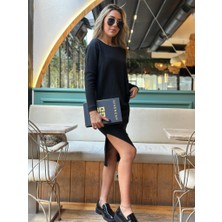 Barış Beauty Kadın Uzun Kollu Düşük Omuz Yırtmaç Detay Kaşkorse Etek Bluz Ikili Takım