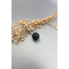 Jaida Moda Kadın Siyah Doğal Lav Taşı Çelik Göbek Piercing