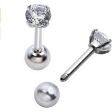 Jaida Moda Kadın 316L Cerrahi Çelik Tek Taşlı Tragus Helix 6mm Piercing