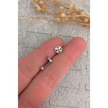 Jaida Moda Kadın Gri Yonca Figür Çelik Tragus Helix Kıkırdak Piercing