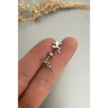Jaida Moda Unisex Gümüş Renk Kurbağa Figürlü Çelik Tragus Helix Piercing