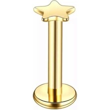 Jaida Moda Kadın Gold Cerrahi Çelik Yıldız Figürlü Labret Tragus Helix Piercing