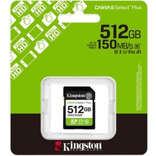 Paxteks Kingston SDS3-512GB 512GB Sdxc Canvas Select Plus Gen3 150MB-S C10 Uhs-I U3 V30 Hafıza Kartı