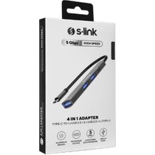 Novis Liora S-Link SWV-USBC023 4 In 1 Gri Metal Typec To 2-Usb2.0 USB 3.0, Pd Type C Adaptör