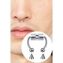 Jaida Moda Gri Mıknatıslı Fake Septum Piercing