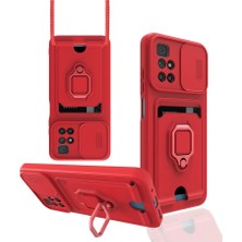 xirshop Xiaomi Redmi 10 2022 Kılıf Zuma Kartvizitli Yüzüklü Silikon - Kırmızı