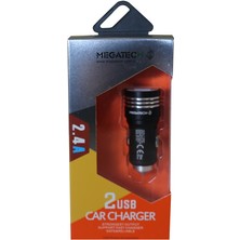 Uslucan Alışveriş Megatech T05-M24 Renkli 2.4A 2usb Çelik Araç Şarj Aleti