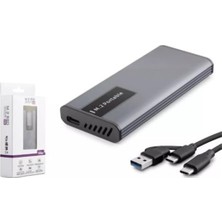 Negok Hadron HDX1781 SSD Kutu Type-C3.1 + Usb3.0 Ngff Ali̇münyum + Plasti̇k M2 Chip RTL9201R Rgb gr