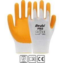 Uslucan Alışveriş Beybi Nitril Pmk Pn5 Beyaz Sarı Örme Polyoster Nitril 9 Beden 12LI Paket EN388 (3121X)