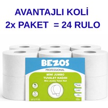 Toptan Bulurum Professional Mini Jumbo Tuva Kağıdı 24 Rulo | 2 Katlı | %100 Selüloz | Endüstriyel & Ev Tipi Kullanım 2X12RULO
