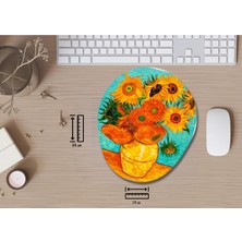 Ivart Ayçiçek Desenli Bileklik Destekli Oval Mouse Pad