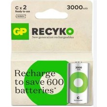 Dukkanıum Gp 3000 Mah Orta Boy Şarjlı Pil 2 Li Paket C Boy GP300CHCBMTR-2EB2