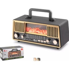 Paxteks Hadron FP331S Bluetooth Nostaljik Hoparlör Fm Rgb Alev Efektli Solar Panelli - Siyah