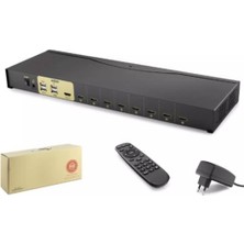 AK-SA-STR Hadron HDX1378 8 Port HDMI Kvm Switch Siyah Ir Uzaktan Kumanda