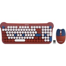 Novis Liora Everest KM-6244 Bunny Renkli Tuşlu Kahverengi 2.4 Ghz + Bt Kablosuz Q Multimedia Klavye + Mouse Set