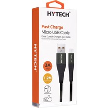 Negok Hytech HY-X275 1.2m 3A Micro USB Kamuflaj Desenli Kılıflı Yeşil Data + Sarj Kablosu