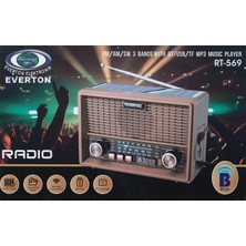 Negok Everton RT-569 Bluetooth Fm-Usb-Tf-Aux Güneş Enerjili Şarjlı Nostaljik Radyo