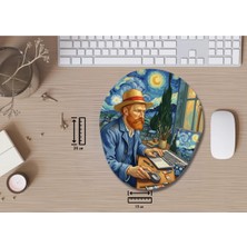 Ivart Çalışan Ressam Van Gogh Desenli Bileklik Destekli Oval Mouse Pad