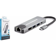 No35 Hadron HDX7831 Type-C Hdtv Combo HDMI 4K 30Hz + Type-C + 2-Usb3.0 + Lan 5ın1 Gri̇