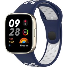 No35 Newface Xiaomi Redmi Watch 3 Spor Delikli Kordon - Lacivert-Beyaz