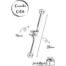 Jaida Moda Unisex Gri Yay Model Cerrahi Çelik Industrial Köprü Piercing