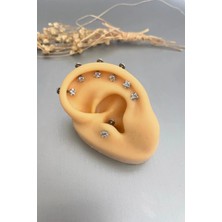 Jaida Moda Kadın Yıldız Zirkon Taşlı Cerrahi Çelik Tragus Helix Labret Piercing