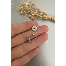 Jaida Moda Unisex Gümüş Cerrahi Çelik Çark Figürlü Tragus Helix Piercing