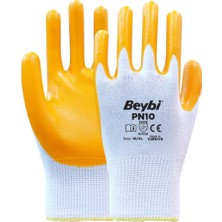 MK Beykoz Beybi Nitril Pmk PN10 10 Beden 12LI Paket Polyester Örme Nitril Eldiven (4141A) Nitril 1-2 Kaplama