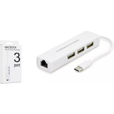Dukkanıum Hadron HDX7007 Type-C Hub Combo 3-Usb + Lan Beyaz