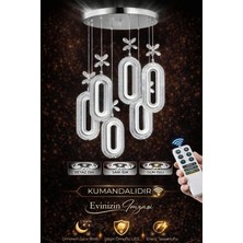 Serra 6li Krom 3 Renk LED Isıklı Salon Oturma Odasi Avize