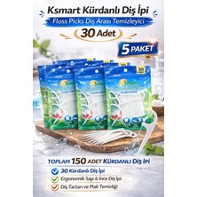 Starseven Ksmart Kürdanlı Diş Ipi 30 Adet Floss Picks Diş Arası Temizleyici 5 Paket