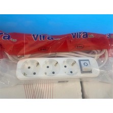No35 Vira 3lü 2mt Anahtarlı Topraklı Priz