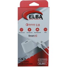 Novis Liora Elba ELB07-USB-25WIOS Beyaz 25W USB Ev Şarj Kafa+ USB 1mt Lightning Kablo Qc4.0 Hızlı Şarj
