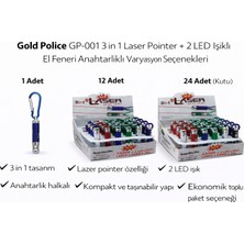 Starseven Gold Police GP-001 3 In 1 Laser Pointer + 2 LED Işıklı El Feneri Anahtarlıklı