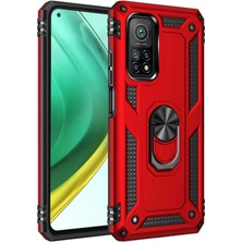 No35 Newface Xiaomi Mi 10T Pro Kılıf Sofya Yüzüklü Silikon Kapak - Kırmızı