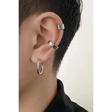 Jaida Moda Unisex 316L Cerrahi Çelik 3'lü Sıkıştırmalı Deliksiz Fake Piercing