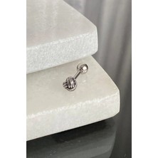 Jaida Moda Unisex Gri Gotik Yumak Figür Çelik Helix Kıkırdak Lobe Piercing