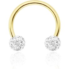 Jaida Moda Cerrahi Çelik Gold Shambala Taşlı Piercing 8 mm Parlak Detaylı
