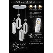 SERRA 4LÜ KROM 3 Renk LED ISIKLI SALON MUTFAK  OTURMA ODASI ANTRE  AVİZE