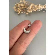 Jaida Moda Unisex Gri 316L Cerrahi Çelik Ay Yıldız Figürlü Tragus Helix Piercing 2 Adet