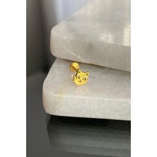 Jaida Moda Unisex Gold 316L Cerrahi Çelik Kedi Figürlü Tragus Labret Helix Piercing