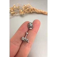 Jaida Moda Unisex Gri Gotik Düşük Çene Figür Çelik Helix Kıkırdak Lobe Piercing