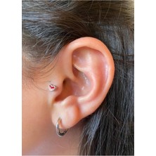 Jaida Moda Kadın Kırmızı Kalp Figürlü Cerrahi Çelik Tragus Helix Piercing
