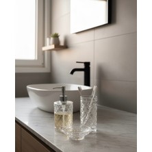 Feyza Design Şık Cam Banyo Sıvı Sabunluk Seti 3’lü, Modern ve Dayanıklı Tasarım