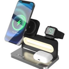Zemira S-Link SW-CWF120 Siyah Telefon Kulaklık Akıllı Saat 15W 3 In 1 Magsafe Kablosuz Şarj Cihazı