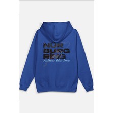 Overoz Nürburgring Yarış Pisti Sırt Baskılı Kapüşonlu Yarı Oversize Unisex Sweatshirt Mavi Hoodie 1206